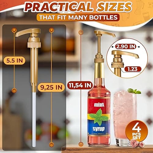 4 Pcs Coffee Syrup Pump Dispenser - Works as Skinny and Torani Syrup Pump - Fits Various 25.4 oz Bottles, Precise Dispensing 0.3oz & Lockable Design, Easy to Use & Clean, Ideal for Liquid & Pastes thumbnail 5