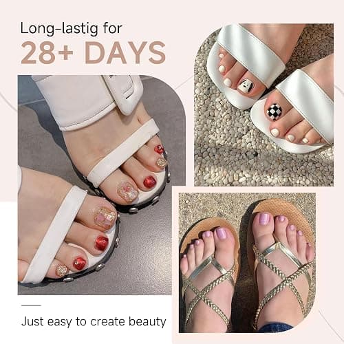 UNA GELLA Toe Nail Tips Full Cover, 216 Pcs Square Round Toe Nail Press Ons Clear Pre-Shape Gel Toe Nail Tips Double Matte Acrylic Fake Toenails Extensions DIY Home Nail Salon for Women, 15 Sizes thumbnail 2