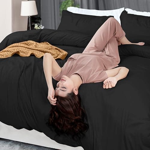 Utopia Bedding Duvet Cover Twin Size - 2 Piece with Zipper Closure - 1 Comforter Cover 68X90 Inches & 1 Pillow Sham 20X26 Inches (Black) Comforter Not Included thumbnail 6