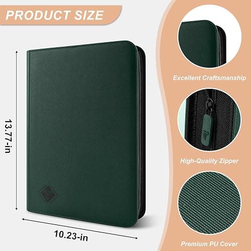 Trading Card Binder, Card Binder Album Folder Book Fit for MTG Baseball Football Sports Cards, Easy to Use Card Collection Binder (Green, 432 Pockets) thumbnail 3