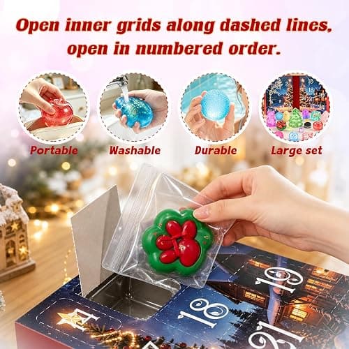 Squishy Advent Calendar 2026, 24 Day Countdown for Kid and Adult | Includes 24 Squishy Toys Stress-Relieving Sensory Toys Christmas Countdown, Party Favors, Stocking Stuffers and Gifts thumbnail 4