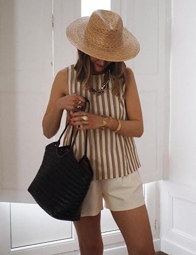 Xiaoxuemeng Womens Striped Top Sleeveless Cotton Tank Top Crewneck Casual Summer Vests thumbnail 5