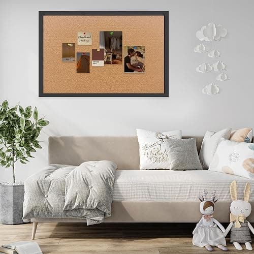 Yunihome Cork Bulletin Board, 13''x18''-2pack Hanging Cork Board Wooden Framed with Pins for Wall, Dorm Room, Office, Home Decor – Natural Cork & Black Frame thumbnail 2