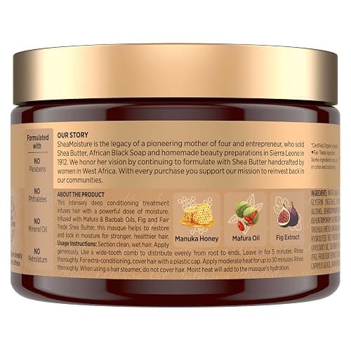 Shea Moisture Intensive Hydration Hair Masque Manuka Honey & Mafura Oil For Dry, Damaged Hair Deep Conditioning Hair Treatment 11.5 oz thumbnail 2