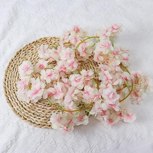 3 Stück 180cm Künstliche Kirschblüten Girlande Blumenranke,Künstliche Blumengirlande Deko,Kirschblütengirlande,Künstliche Blume Girlande für Außen und Innenhochzeit Wand Schlechte Dekoration thumbnail 4