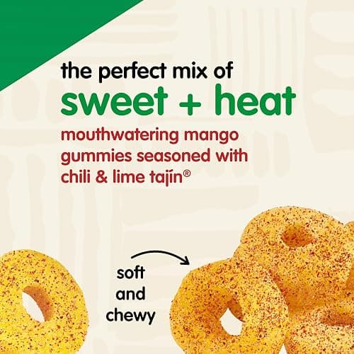 Snak Club Tajin Mango Rings Gummy Candy, Fruit Candy Gummies with Chili and Lime Seasoning, Mild, Gluten-Free and Vegan Snacks, 11 oz Resealable Bag thumbnail 4