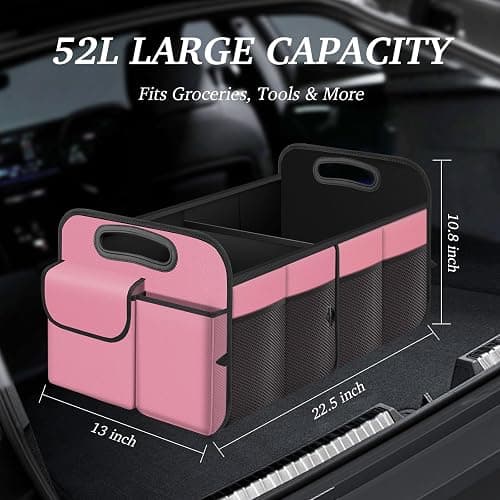 HABOPET Trunk Organizer, Collapsible Waterproof Multi-Compartment Trunk Organizer for SUVs & Sedans, Car Storage with Reinforced Handles, Car Accessories for Women and Men, 52L thumbnail 2