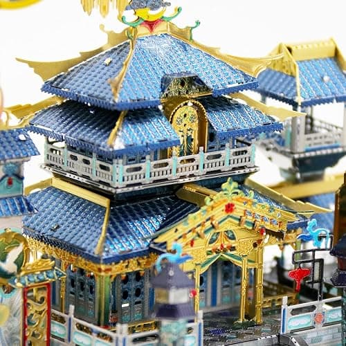 MU Moon Palace 3D Metal Puzzles for Adult to Build with Lighting Holder, DIY Metal Model Kits Building, Birthday Mother Day Mom Gift Desk Decor thumbnail 2