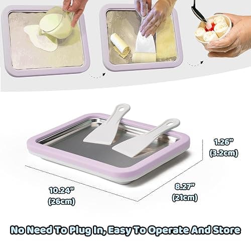JoyMech Ice Cream Roll Maker Rolled Ice Cream Machine, Sweet Spot Pan, Instant Cold Plate, Ideal for Making Rolled Ice Cream Soft Serve Slushies Frozen Yogurt Sorbet and Gelato (Lavender) thumbnail 2