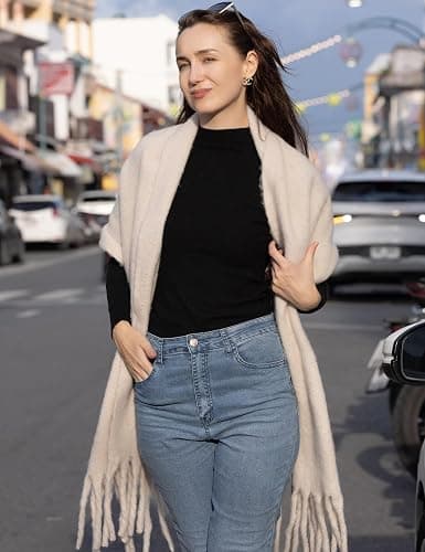 MissShorthair Thick Scarf for Women Big Chunky Colorful Blanket Fluffy Soft Scarves Winter Colorful Shawl Warps thumbnail 6