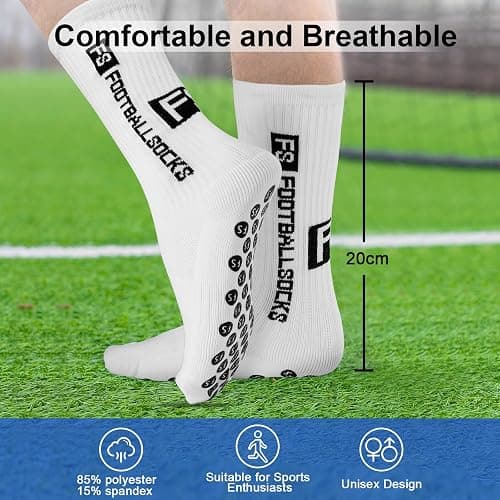 Grip Socks Soccer 3 Pairs Non Slip Sport Socks for Men & Youth, Yoga Socks for Women, Size CA 5-8 8-11 Football Socks thumbnail 5
