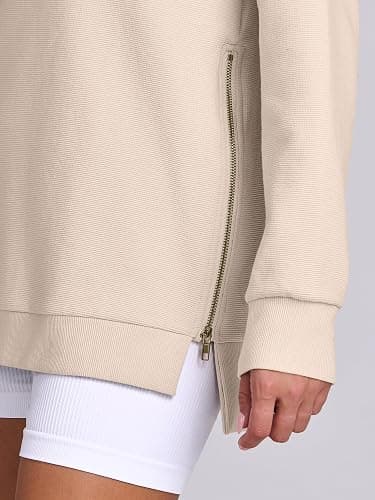 ANRABESS Women's Oversized Sweatshirts Crewneck Long Sleeve Tunic Pullover Shirts Side Zipper Hoodies 2025 Fall Clothes thumbnail 6