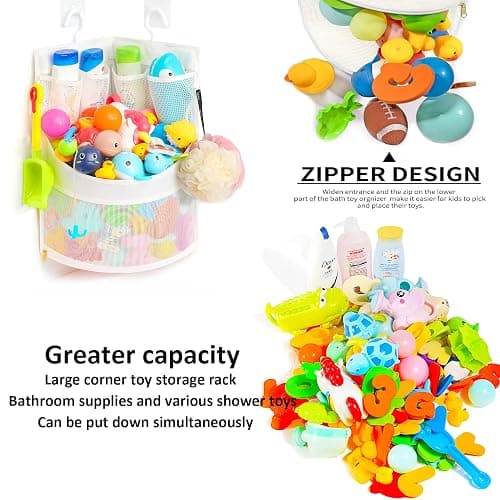 Ligereza Baby Bathtub Toy Storage 17" x 13" Bathtub Toy Holder Mesh Let Baby Bathtub Toys To Dry Faster, Bath tub Toy Organizer For 1-3 Year Old Toddler Bathtub Toys thumbnail 6