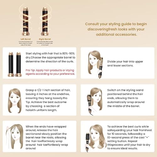 5 in 1 Hair Styler Airbrush 5 in 1 Airstyler Multi-Blow Dryer Brush Set with Curl, Straighten, Wavy, Smooth, Magic Styler for All Hair Types and Lengths - Black 02 thumbnail 5
