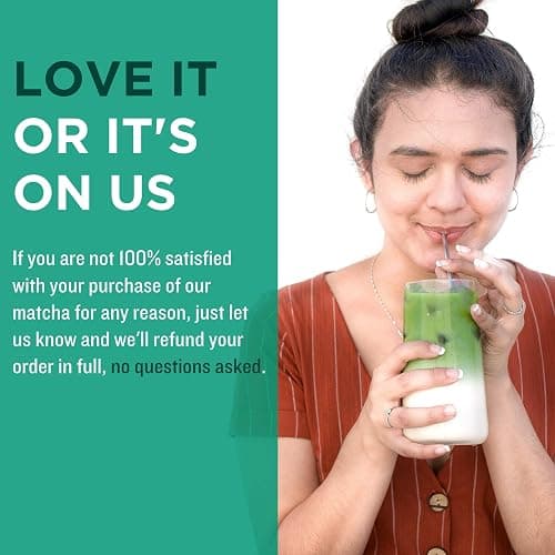 Jade Leaf Matcha Latte Mix Bundle - 500g Canister + 10ct Stick Packs - Cafe Style Sweetened Blend - Sweet Matcha Green Tea Powder thumbnail 7