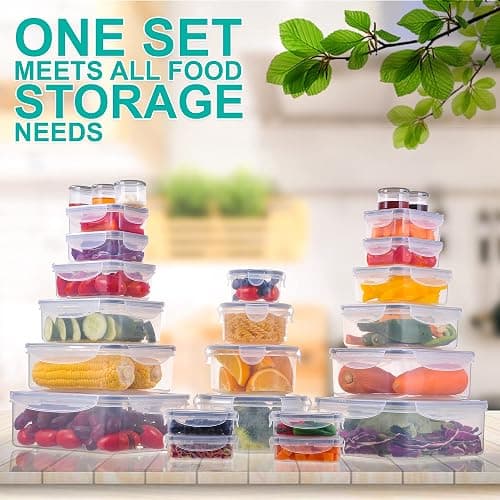 RockBerry 50 Pcs Large Food Storage Containers with Lids Airtight-85 OZ to small Containers-Total 526OZ Stackable Kitchen Set -BPA Free Leak proof containers- Freezer Microwave safe thumbnail 8