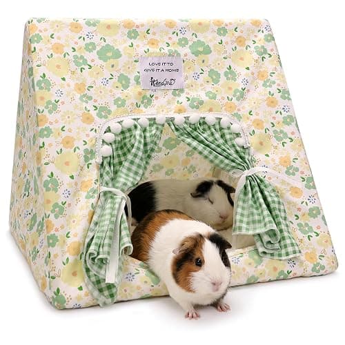 Jenvd Guinea Pig Hideout Large with Curtain, Machine Washable Bunny Hideout | Bottomless Guinea Pig Hide Tent Houses & Habitats, Easy-Clean Small Animal Hideout for Pet Rabbit, Rat, Chinchilla, Squirrel - Image 1