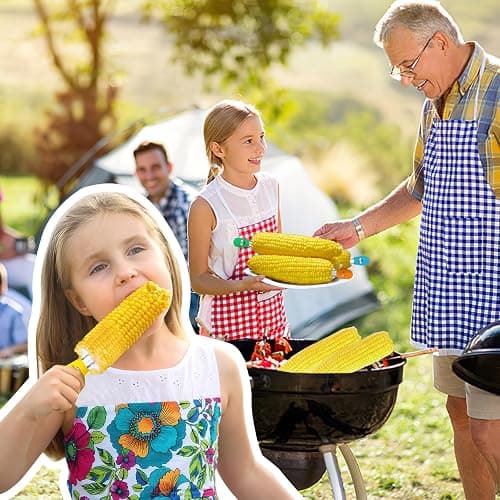 AUGSUN Corn Holders, 10Pcs/5 Pairs Corn Cob Holders Sets, Funny Faces Stainless Steel Corn on The Cob Holders BBQ Fork Skewers for Home Cooking Parties Camping (Multicolor) thumbnail 6