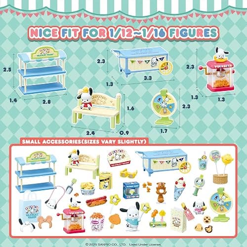 Hamee RE-Ment Blind Box Sanrio - Pochacco Amusement Park Wagon - 8 Pc. | Full Set with Tear-Away Display Background, Cute Blind Box Diorama Miniature Figure Set, Collectible Display Figure thumbnail 3