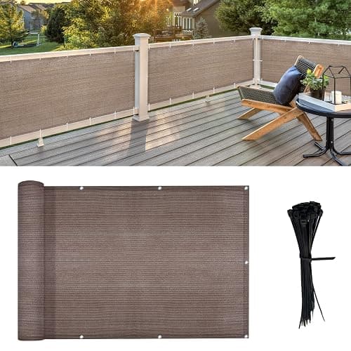 LOVE STORY Balcony Privacy Screen, 3'x10' Brown Deck Shield Screen Fence Cover (HDPE),UV Protection and Weather-Resistant,3 FT Height for Deck, Patio, Backyard, Outdoor Pool, Porch, Railing - Image 1