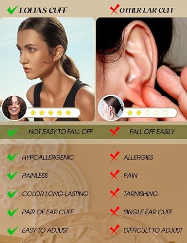 LOLIAS 4 Pairs Ear Cuffs Non Piercing - 14K Gold Plated Ear Cuff Earrings for Women Ear Cuff for Non Pierced Ears Clip on Cartilage Earring Adjustable Fake Earrings Set thumbnail 6