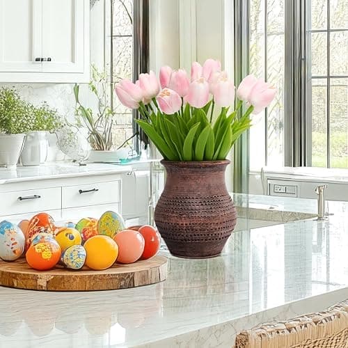 ucky 20 Pcs Light Pink Artificial Tulip Silk Fake Flowers Realistic Touch Spring Summer Fake Flowers for Home Decor Outdoor Garden Parties and Wedding thumbnail 2
