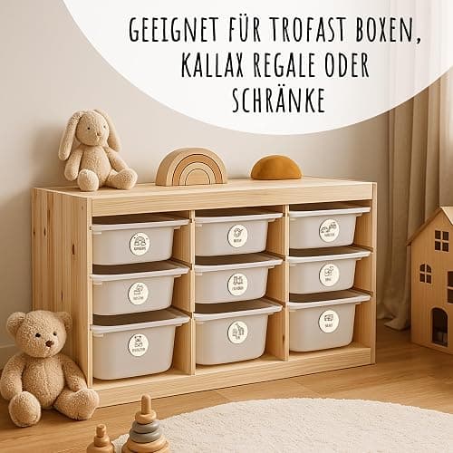 Holzura Kinderzimmer Ordnungsetiketten für IKEA Trofast Regale – anpassbare Beschriftung für Spielzeug Aufbewahrung, Holz Organizer für Trofast Boxen & Wäschesortierung thumbnail 7