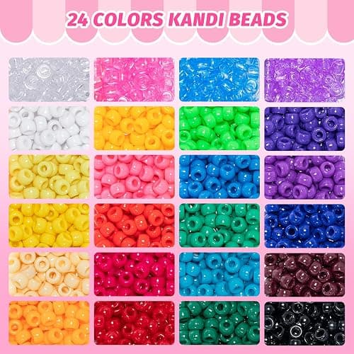 Simetufy 4200Pcs Pony Beads, 24 Assorted Colors 6x9mm Plastic Kandi Beads Bulk for Bracelets Hair Braids Jewelry Making DIY Crafts, 2.41LB (Shaking Packaging) thumbnail 4