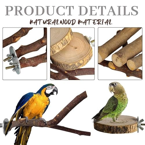 StyEdEk 8 Pack Natural Wood Bird Perches Parrot Perch Stand Parakeet Toys Bird Cage Accessories for Budgerigar Cockatiels, Conures thumbnail 3