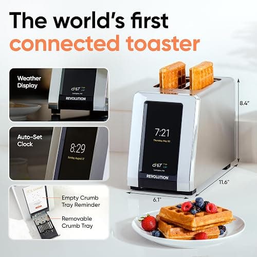 Revolution R180 Connect Touchscreen Smart Toaster with High-Speed InstaGLO Technology – Choose from 6 Bread Types, 7 Browning Levels, & Toastie Press Mode (Stainless Steel, 2-Slice) thumbnail 2