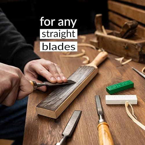 Hutsuls Leather Strop for Knife Sharpening - Top-Tier Double Sided Knife Stropping Kit with White & Green Paddle Strop Compound, Easy to Use Sharpener Leather Knife Strop Kit for Razor Sharp Edges thumbnail 4