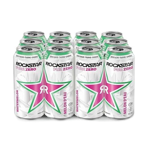 Rockstar Energy Drink, Pure Zero Watermelon, 473ml cans, 12 pack - Image 1