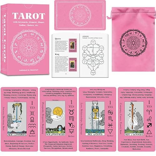 Smoostart Tarot Cards for Beginners with Meanings on Cards - Includes Premium Velvet Storage Bag & Guide Book - 450GSM Thicker - Image 1