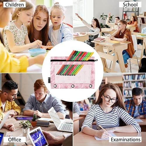 Bowknot Pink Binder Pouches 3 Ring for Boys Girls School Office College Supplies Cute Bow Ribbon Tie Pencil Pouches Case Bag with Clear Window and Zipper 2 Pack thumbnail 6