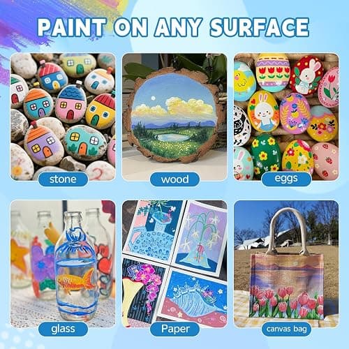 Acrylic Paint Markers Brush Tip 120 Colors, Automatic Ink Control System, Premium Acrylic Paint Pens for Canvas, Rock Painting, Glass, Wood, Ceramic Surfaces, DIY Crafts (Includes Replacement Nibs) thumbnail 7
