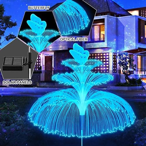 WEITEXS Solar Garden Lights 3 Pack New Upgraded Solar Lights Outdoor Waterproof 3 Layers 7 Color Changing Jellyfish Butterfly Decorations for Garden Yard Gifts for Women thumbnail 6