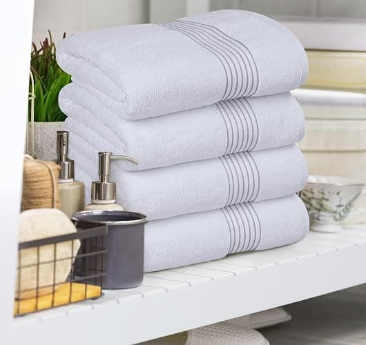 Towels 12 Pack Bath Towels Set, (27 x 54 Inches) 100% Ring Spun Cotton, Quick Dry, Highly Absorbent, Soft Feel Towels, Perfect for Daily Use (White) thumbnail 4