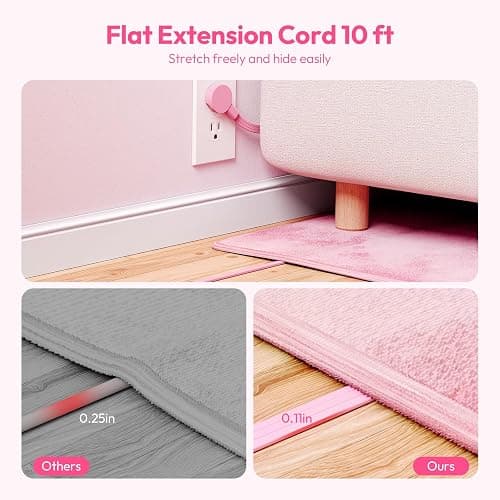NTONPOWER Pink Extension Cord 10 ft, 1080 Joules Surge Protector Power Strip with 6 Widely Outlets 3 USB (1 USB C), Flat Plug Extension Cord Power Strip Long Cord for Home Office Dorm Room Essentials thumbnail 6