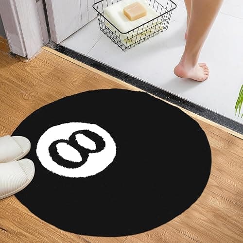 8 Ball Rug 100x100 cm/39x39 in Round Black cool Rugs for bedroom Living Room Non-Slip 8 Billiards Floor Rug Soft Absorbent Machine Washable Rugs Simulation Billiards Round Rugby Decorative Carpet thumbnail 8
