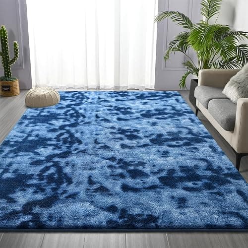 Soft Area Rugs for Living Room, 4 x 6 Ft Thickened Memory Foam Rug for Bedroom, Non-Slip Tie-Dyed Indoor Floor Carpet for Boys Girls Room Nursery Home Decor, Royal Blue thumbnail 2