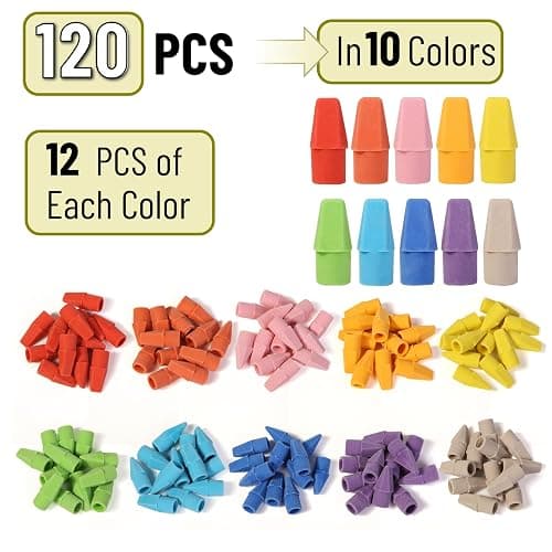 Mr. Pen- Pencil Erasers Toppers, 120 Pack, Colorful, Latex Free, No Smudge | Mr Pen Erasers for Pencils, Pencil Top Erasers, Eraser Caps, Eraser Tops thumbnail 3