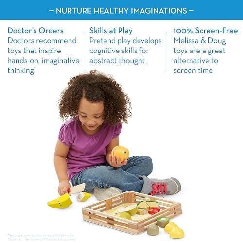 Melissa & Doug Wooden Cutting Fruit Toy Food Set & Pretend Play Kitchen Accessories, Preschool Learning Toys for Girls & Boys 3+ thumbnail 4