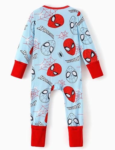 Disney Princess Stitch Marvel Baby Viscose Made from Bamboo Long Sleeve Footie Romper Zipper Sleep Outfit Newborn to Infant thumbnail 2