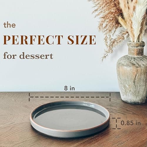 Mora Ceramic Flat Plates Set of 6-8 in - The Dessert, Salad, Appetizer, Small Lunch, etc Plate. Microwave, Oven, and Dishwasher Safe, Scratch Resistant. Kitchen Porcelain Dish - Neutrals thumbnail 3