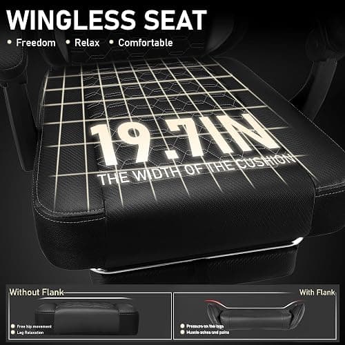 WAILOR Gaming Chair with Pocket Spring Cushion, Video Game Computer Chair with Footrest for Adults, High Back Gamer Leather Chair with Headrest and Lumbar Support for Office Gaming 300LBS thumbnail 5