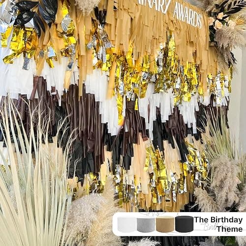 PartyWoo Gold Crepe Paper Streamers 4pcs 328ft Pack of Gold Crepe Paper for Wedding Birthday Baby Shower Engagement Anniversary New Year Eve Graduation Party Decorations(1.8 Inchx82 Ft/Roll) thumbnail 2