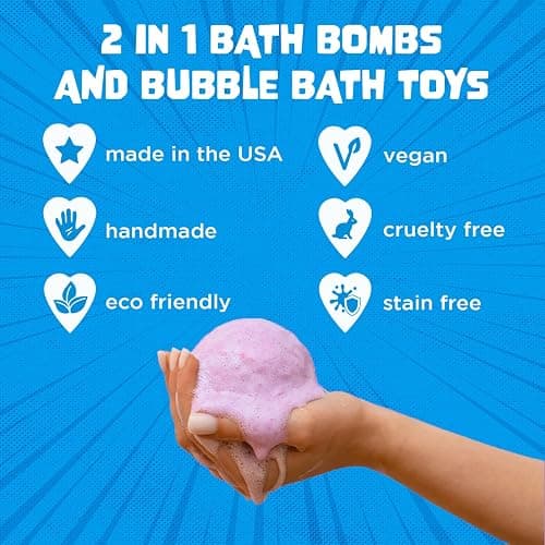 Poke Monster Bath Bombs for Kids with Surprise Toys Inside (6 Pack) - Large Bubble Bath Bomb for Boys, Girls, Toddlers - Fruity Scents, Made in USA, Skin-Safe - Birthday Gift by Two Sisters thumbnail 4