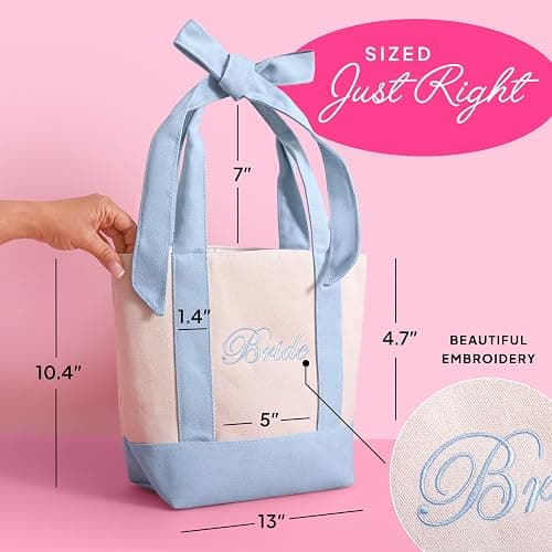 Chug Buddy Bride Tote Bag | Canvas Mini Tote Bag w/Bow | Bachelorette Gifts for Bride, Bride to Be Gifts for Bachelorette Party, Bridal Shower, Engagement Party Favor, Wedding Accessory thumbnail 4