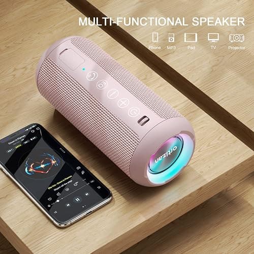 Ortizan Portable Bluetooth Speakers, IPX7 Waterproof Wireless Speaker with 24W Loud Stereo Sound, Deep Bass, Bluetooth 5.3, RGB Lights, Dual Pairing, 30H Playtime for Home, Outdoor, Party thumbnail 4