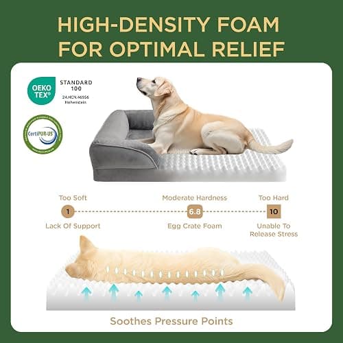 Bedsure Orthopedic Dog Beds Large Sized Dog - Washable Large Dog Cat Bed Waterproof, Comfort Dogs Couch Sofa with Washable Removable Cover, Pet Bed with Nonskid Bottom, Grey, 35" thumbnail 3